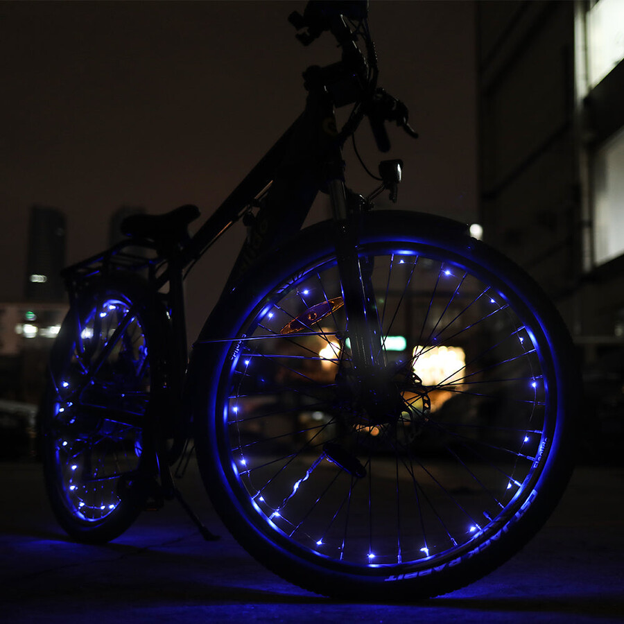 luci blu per ruote di bicicletta 2 pezzi senza batteria